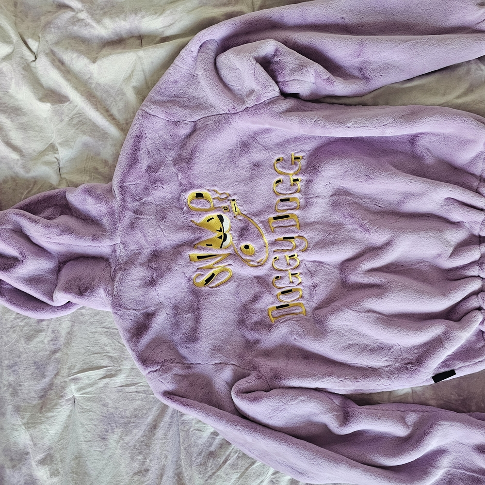 JOYRICH X SNOOP DOGG furry lavender blue bandana oversized drawstring sweatshirt